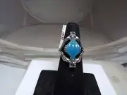 NEW CAROLYN POLLACK BLUE JADE & CZ'S STERLING SILVER RING SZ 6 # S1979