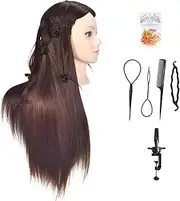 Training Head, Blad Mannequin Head,71 cm, with 100% Synthetic Hair, Mannequin Head for Cosmetology, with a Table Clamp