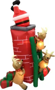 7ft Gemmy Airblown Inflatable Prototype Christmas Santa in Chimney #11449