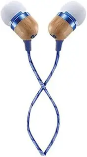 House Of Marley, Smile Jamaica Wired in-Ear Headphones - in-line Microphone with 1-Button Remote, Noise Isolating, Durable, Tangle Free Cable, EM-JE041-DN Denim