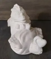 Ceramic Bisque Ready to Paint Small Sleepy Bedtime Dragon 4.5x4 Teddy Bear Heart