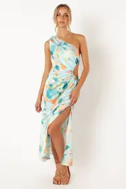 [PUP58] Leighton One Shoulder Midi Dress - Light Blue 6 light blue