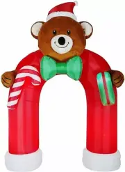 11ft Gemmy Airblown ANIMATED Plush Teddy Bear Archway with Wiggling Bow Tie