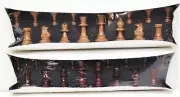 VTG Crisloid 32pc Chessmen Set- Brown & Maroon Marble w Green Felt Base USA NOS