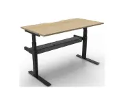 Adjustable Single Workstation Natural Oak And Black 1800Mm - Flat Pack Delivery