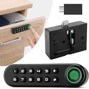 Fingerprint Cabinet Lock, Smart Biometric Password Lock With USB Key, Keyless Hidden File Drawer Wardrobe, Child Safety, DIY Wooden Furniture Privacy for Home Office
