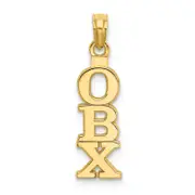14K Yellow Gold Polished Obx (Outer Banks) Vertical Charm