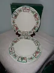 4 MIKASA Ultima Fine China CHRISTMAS WISH Dinner Plates Super Strong