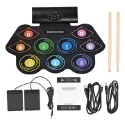 9 Pad Electronic Roll Up Drum Kit Electric Hand Roll Drum Bluetooth M2U0