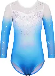 Girl Gymnastics Leotard Long Sleeve Gradient Ballet Leotard Kids Dancing Dress 3