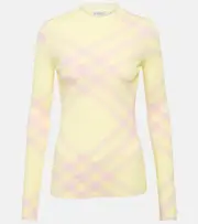 [Burberry] Burberry Burberry Check wool-blend top UK 12 yellow