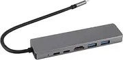 Portable Practical Plug and Play Lightweight Gray Metal 6-in-1 to Type-C 3 USB3.0 Hub Rj45 Ethernet Mini SDTF OTG Adapter
