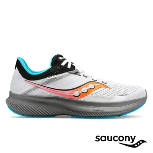 【SAUCONY】慢跑鞋/運動鞋/休閒鞋/男鞋 緩衝避震 原廠貨 RIDE 16-白色/岩石灰