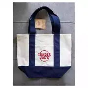 (1) Trader Joe's Mini Canvas Tote Bag Blue New 2024