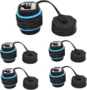 5PCS Panel Mount RJ45 Waterproof Connector IP68 Waterproof Shielded (STP) Cat5/5e/6 8P8C Ethernet LAN Cable Connector Network Cable Double Head Outdoor LAN Coupler Adapter with Waterproof/Dust Cap