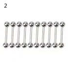 10X Stainless steel Ball Tongue Navel Nipple Barbell Bars Body Piercing Ring^4$