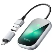 DriFox A21 Wired to Wireless Carplay Adapter, Plug & Play, Auto-Connect, 5.8GHz Fast Data Transmission, Voice Assistant - Green