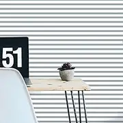Cohoo Home Striped Peel and Stick Wallpaper Boho Contact Paper for Cabinets Grey and White Stripe Contact Paper Line Modern Wallpaper for Bedroom Self-Adhesive Removable Boy Room Shelf 17.3inW 197inL