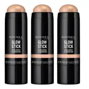 Rimmel Glow Stick Highlighter Illuminator - 001 Bubbly x3