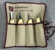 FLEXCUT Wood Carving Kit - 4 Piece with Solid Ash Handle Knife set #KN100