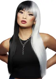 Manic Panic Downtown Diva Black and Silver Womens Costume Wig