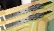 LOT OF 2, 17" NIPPON BEARING LINEAR SLIDE GUIDE RAILS WITH 4 BLOCKS. SEBS1WA