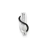 14K White Gold Black u0026 White Real Diamond Slide Pendant