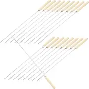 25pcs Skewers Stainless Steel Flat Grilling Skewers with Comfortable Wood Handle for Versatile Outdoor Barbecue Cooking of Meat and Vegetables