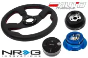 NRG 320 Race Leather Steering Wheel Red St 170H Hub Gen2.5 BL Release Lock LB a