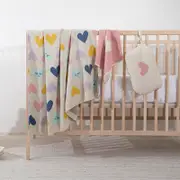 Pink Lemonade Smiley Hearts Baby Blanket & Travel Pouch Set