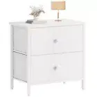 White Nightstand 2 Drawer for BedroomSmall Night Stand with Fabric Drawers En...