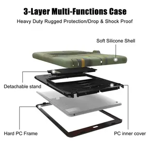 IPad Air 2 3 2019 雙層保護殼鎧甲盾軟硬殼背蓋平板支架保護殼防摔殼