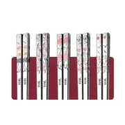 1 Pair 316L Stainless Steel Chopsticks Home Chinese Chopstick Holder Set