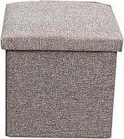 Storage Ottoman Bench 38x38x38cm Small Footstool for Dorm Portable Rest with Linen Fabric Pouf Removable Lid for Couch Desk Office Ideal for Dogs