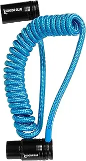 KONDOR BLUE 12-24" Coiled Braided Low Profile Right Angle XLR Cable for Cameras, Microphones, Studio Audio | Blue