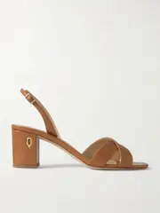 [Jennifer Chamandi] Jennifer Chamandi - Leonardo 65 Leather Slingback Sandals - Camel - IT39 IT 39 Brown