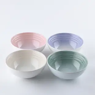 Le Creuset 淡雅恬靜系列 早餐穀片碗 16cm 4入 貝殼粉/淡粉紫/湖水綠/蛋白霜