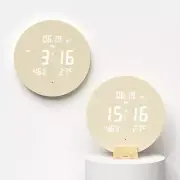 Wood Moon Cordless Digital LED Wall Clock, Time Week Temperature & Humidity, ...