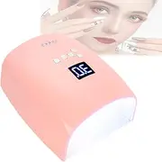 Rechargeable Nail Light Therapy Lamp,Cordless Uv Nail Lamp for Gel Nails,5-Speed Mode,33 Lamp Beads,Led Display,Intelligent Sensing,Professional Nail Light for Salon & Home,Pink