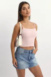 Pink Pointelle Cami Top - Size 14L, Women's Singlet