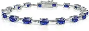 [B. BRILLIANT] Sterling Silver Genuine, Created or Simulated Gemstone 6x4mm Oval Classic Link Tennis Bracelet
