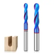 1/4 Inch/6.35mm 8mm Shank Spiral Up Cut Ball Nose End Mill Router Bit with Nano Blue Coating Milling Cutter Tungsten Car