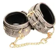 Spartacus White Snake Print Microfiber Wrist Restraints Spartacus Enterprises