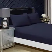 Fabric Fantastic 1000tc Ultra Soft Single Size Bed Midnight Blue Fitted Sheet & Pillowcase Set