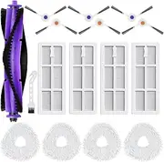 [BUXEBUX] 16 Pack Replacement Parts for NARWAL Freo Robot Vacuum Cleaner Spare Accessories Kit, 1 Main Roller Brush, 4 Hepa Filters, 4 Mop Pads, 6 Side Brush, 1 Clean Tool.
