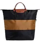 Longchamp Expandable Le Pliage Nylon Large Travel Bag Tote Bag ~NIP~ BLACK Beige