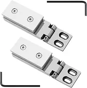 Folding Butt Hinges,2 Pack 304 Stainless Steel Glass Door Hinges, Bright Silver Long Bar 90° One Way Bathroom Glass Clip, 8-12mm Swing Door Shower Hinges