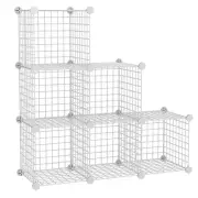 Cube Storage Organizer, 6 Cubes Wire Storage Cabinet, DIY Modular Bookcase St...