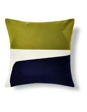 [Cadence & Co.] Lawrence Crewel Embroidered Cushion 45x45cm in Olive/Navy