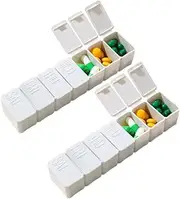 2X 7 Day Weekly Pill Box Medicine Tablet Organizer Dispenser Container Case, Portable Medicine Tablet Dispenser, Durable PP Material, Ideal for Daily Medication Management